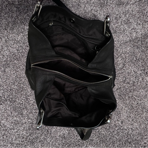 MICHAEL Michael Kors Raven Large Leather Shoulder Bag Black with Silver Hardware - Picture 6 of 10